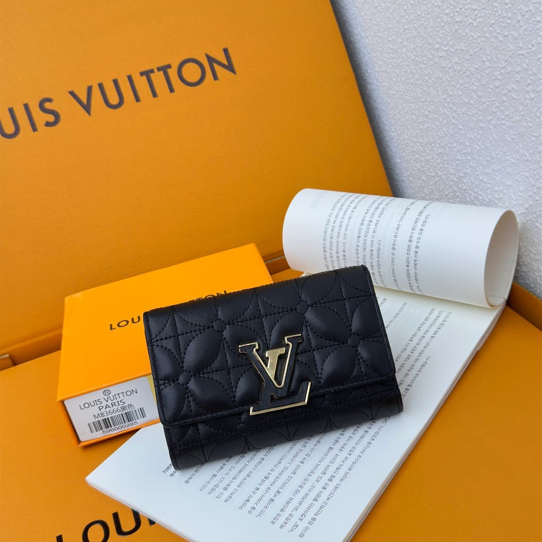 WA066 LV  wallet real leather bag with box