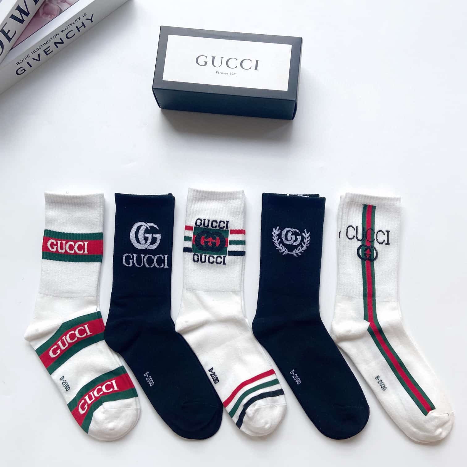 BB010 Gucci   LFashion Designer Socks Gift Box