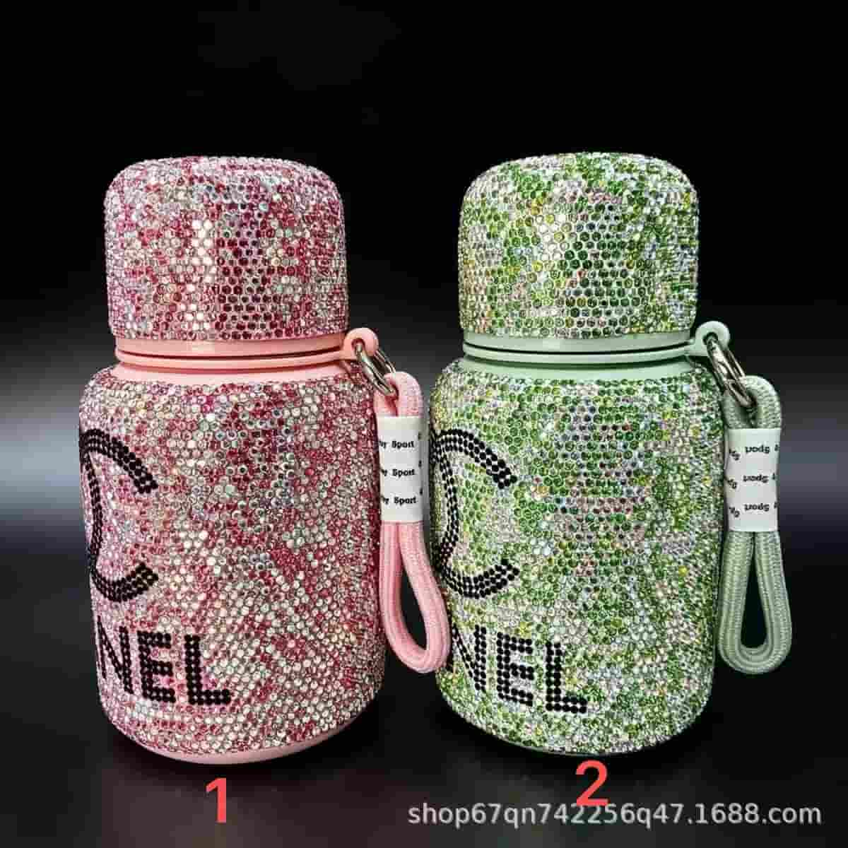 BT019 Chaner   bottle with strap with chain with package with leather cover