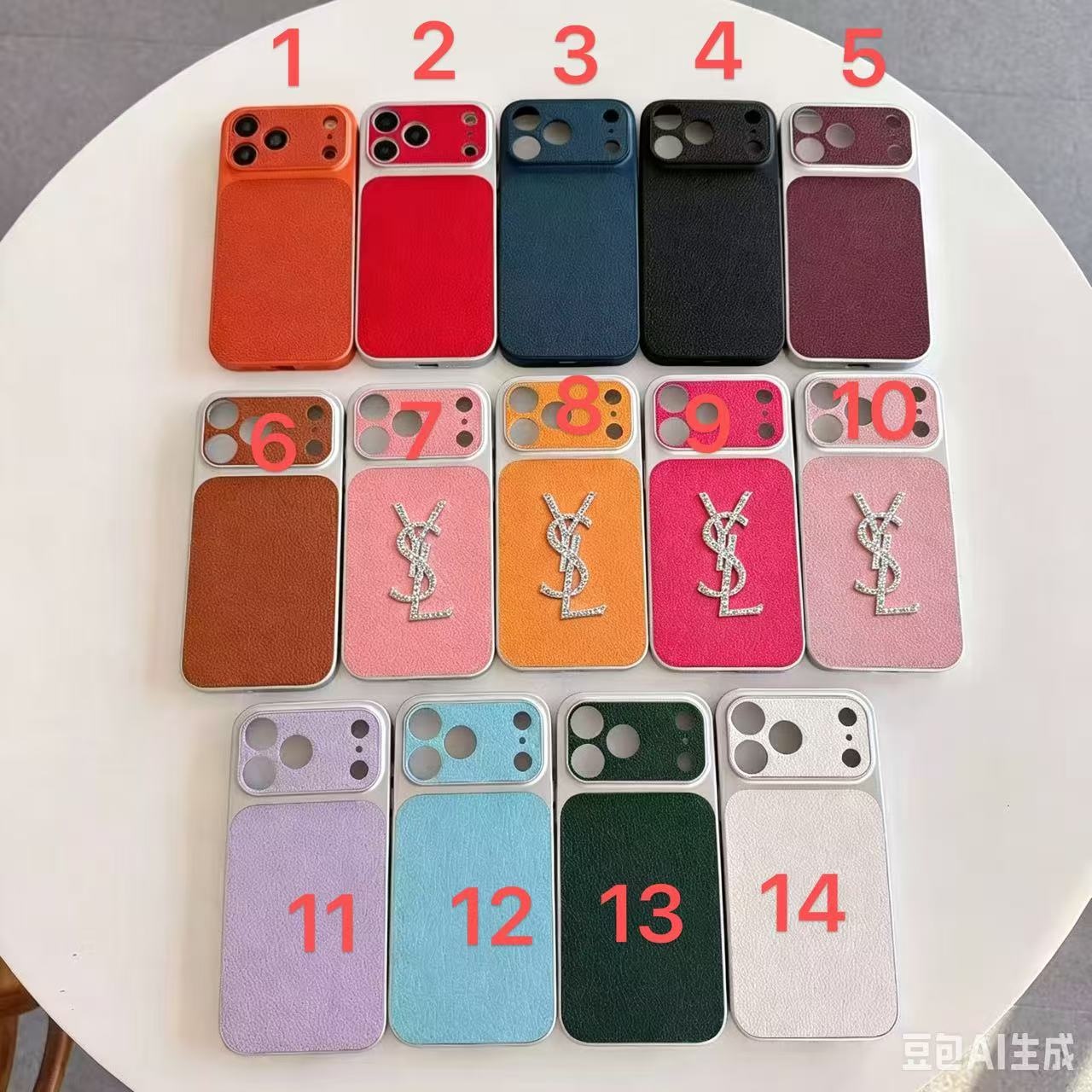 PC 1032 Ysl hearts  Case with chain iPhone 17promax 16 15 14 iPhone case(8-14)