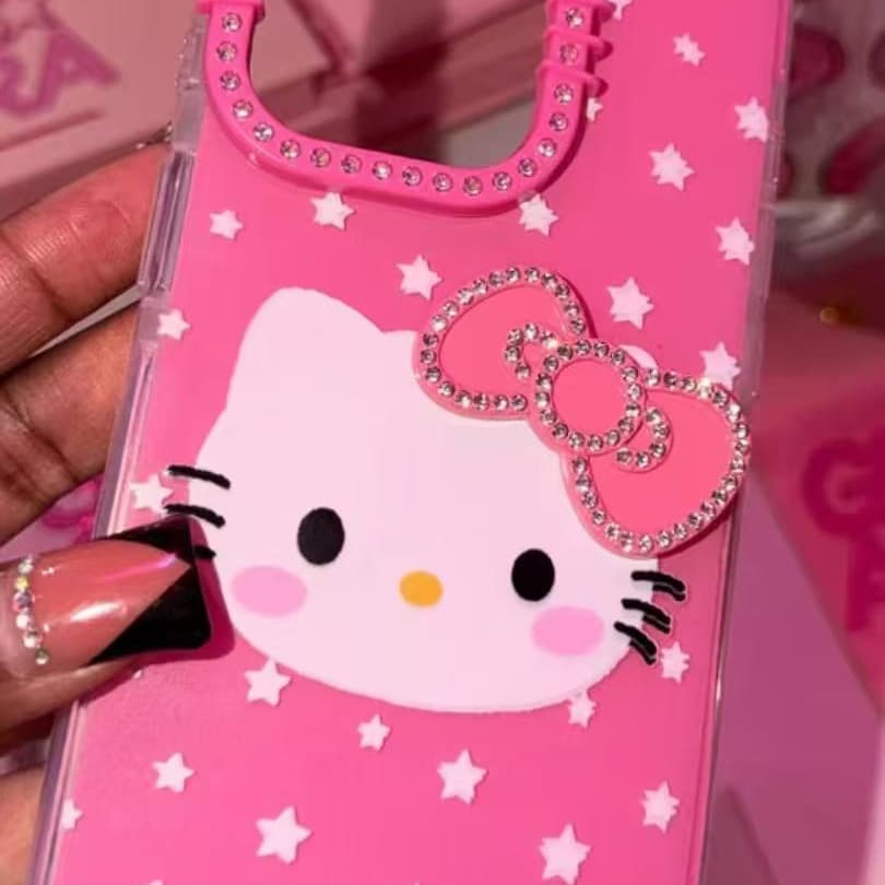 PC 1130  Helloketty   Hearts  Hearts  hearts  Case with chain iPhone 17promax 16 15 14 iPhone case