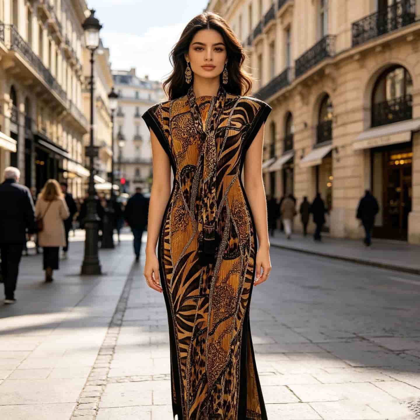 BEI301 LV  Cross-border pleated slim-fit positioned printed African robe