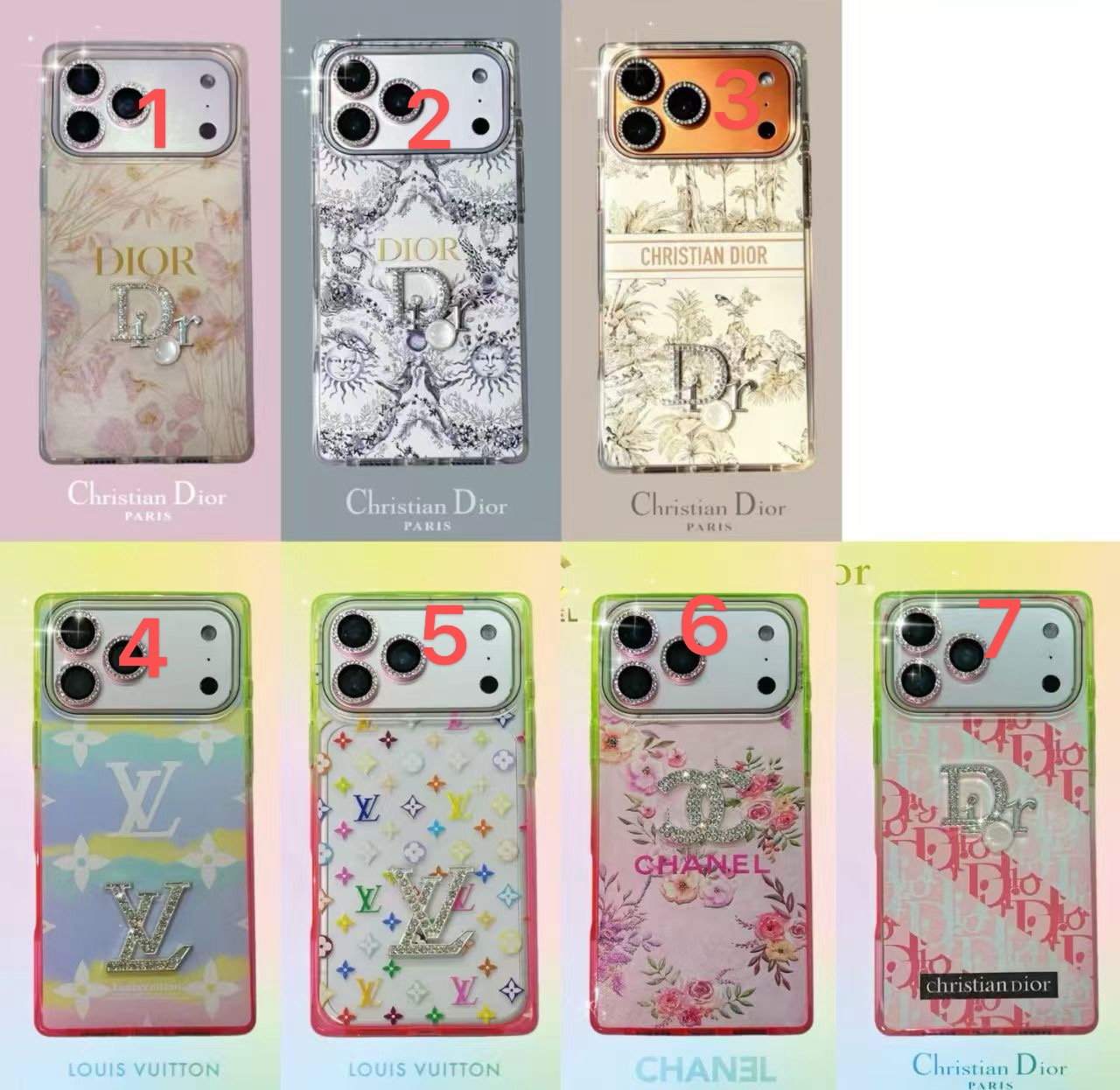 PC1051 Dior  Case with chain iPhone 17promax 16 15 14 iPhone case