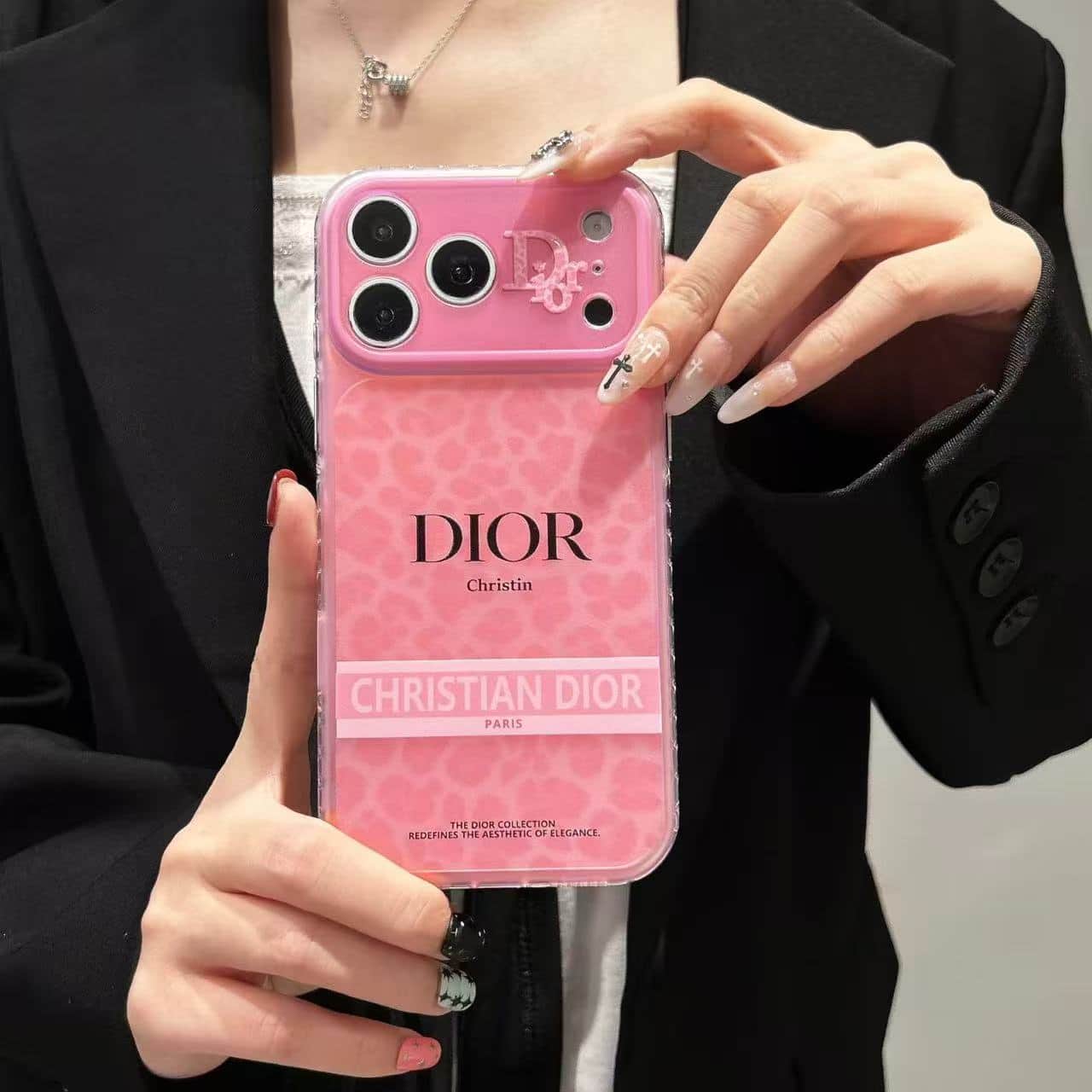 PC1147 Dior  Case with chain iPhone 17promax 16 15 14 iPhone case