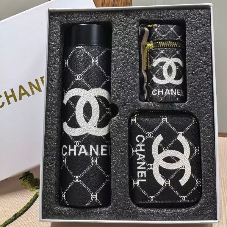 BT012Chanrl 3 items a setGift Set with Thermos Bottle, Cylindrical Pouch &amp;amp;amp;amp;amp;amp;amp;amp; Coin Purse