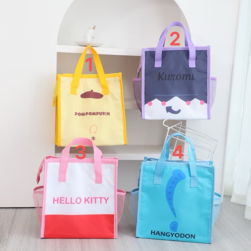 SR046 Sanrio Cartoon Waterproof Zipper Handheld Lunch Tote Bag